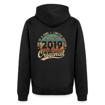 Vintage Rétro Cadeau D’anniversaire 2019 Vintage - Veste à capuche bio Premium Unisexe - noir - Dos - Nico (187cm)