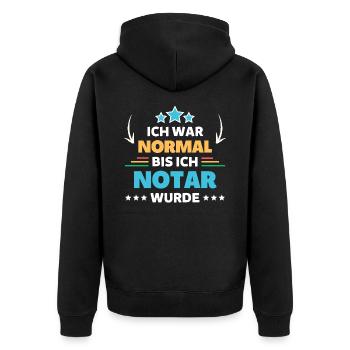 Ich war normal bis ich Notar wurde - Unisex Premium Bio Zip Hoodie - Schwarz - Hinten - Nico (187cm)