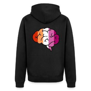 Lesbisches Gehirn Orange Pink Lesbian Pride - Unisex Premium Bio Zip Hoodie - Schwarz - Hinten - Nico (187cm)