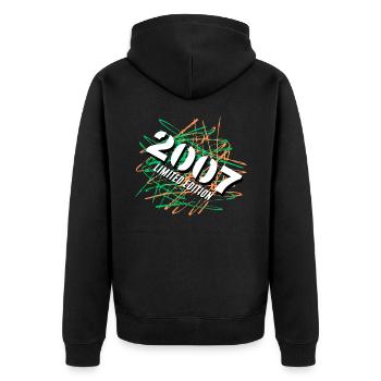 Limited Edition 2007 - Unisex Premium Bio Zip Hoodie - Schwarz - Hinten - Nico (187cm)