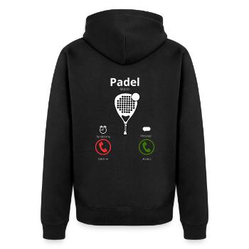 Padel ruft mich - Unisex Premium Bio Zip Hoodie - Schwarz - Hinten - Nico (187cm)