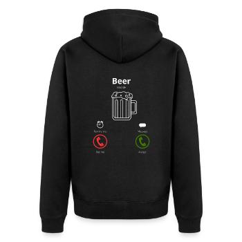 Bier ruft: - Unisex Premium Bio Zip Hoodie - Schwarz - Hinten - Nico (187cm)