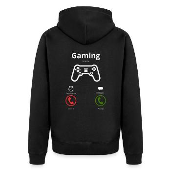 Videospiele rufen Sie mich an - Unisex Premium Bio Zip Hoodie - Schwarz - Hinten - Nico (187cm)