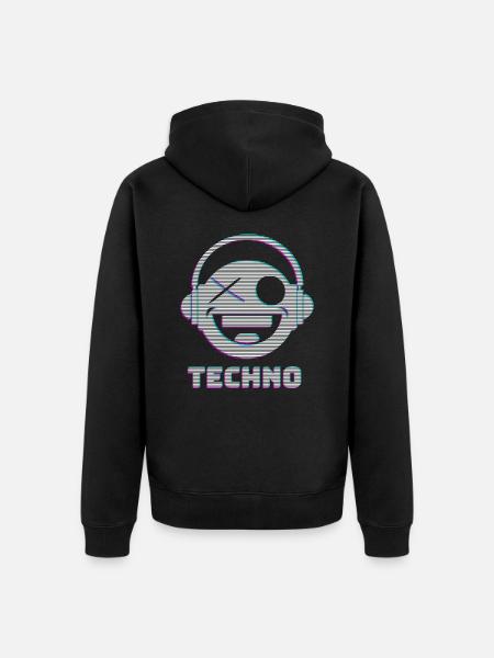 Techno - Unisex Premium Bio Zip Hoodie - Schwarz
