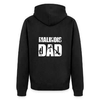Vater von Malinois - Unisex Premium Bio Zip Hoodie - Schwarz - Hinten - Nico (187cm)