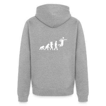 Évolution du volley-ball - Veste à capuche bio Premium Unisexe - gris chiné - Dos - Nico (187cm)