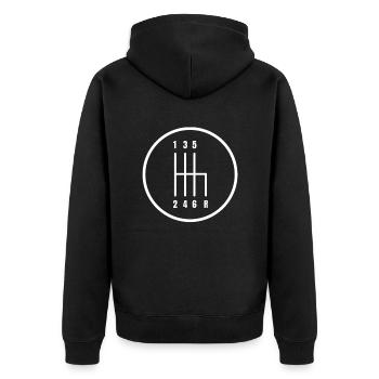 engrenages, voiture manuelle - Veste à capuche bio Premium Unisexe - noir - Dos - Nico (187cm)