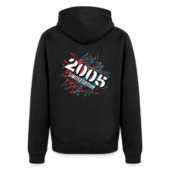 2005 Limited Edition - Unisex Premium Bio Zip Hoodie - Schwarz - Hinten - Nico (187cm)