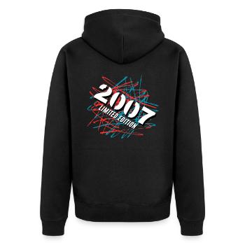 2007 Limited Edition - Unisex Premium Bio Zip Hoodie - Schwarz - Hinten - Nico (187cm)