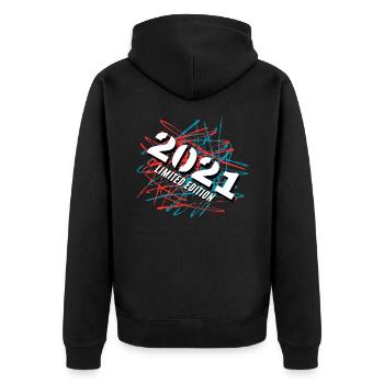 2021 Limited Edition - Unisex Premium Organic Zip Hoodie - black - Back - Nico (187cm)