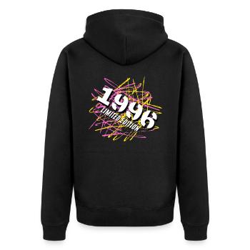 1996 Limited Edition - Unisex Premium Bio Zip Hoodie - Schwarz - Hinten - Nico (187cm)