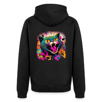 Chat dans le style graffiti - Veste à capuche bio Premium Unisexe - noir - Dos - Nico (187cm)
