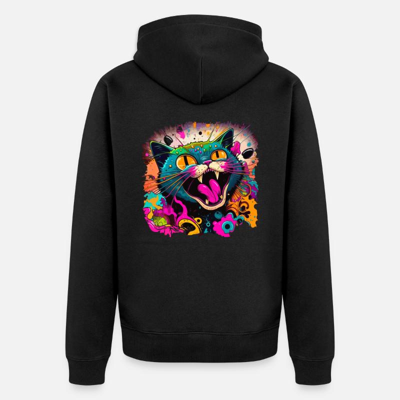 Katze im Graffiti Stil - Unisex Premium Bio Zip Hoodie - Schwarz