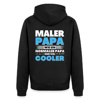 Maler Papa wie ein normaler nur viel cooler - Unisex Premium Bio Zip Hoodie - Schwarz - Hinten - Nico (187cm)