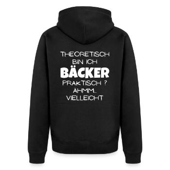 Theoretisch Bäcker - Unisex Premium Bio Zip Hoodie - Schwarz - Hinten - Nico (187cm)