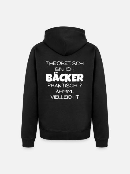 Theoretisch Bäcker - Unisex Premium Bio Zip Hoodie - Schwarz