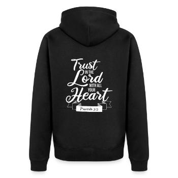 Trust In The Lord With All Your Heart - Proverbs - Unisex Premium Organic Zip Hoodie - black - Back - Nico (187cm)