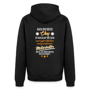 Der Beste Chef Der Welt - Unisex Premium Bio Zip Hoodie - Schwarz - Hinten - Nico (187cm)