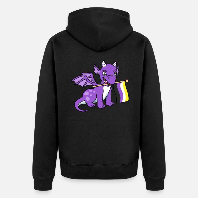Nonbinary Pride Drache Nonbinary Pride - Unisex Premium Bio Zip Hoodie - Schwarz