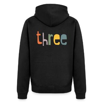 Dritter Geburtstag ich bin 3 Jahre Retro Design - Unisex Premium Bio Zip Hoodie - Schwarz - Hinten - Nico (187cm)