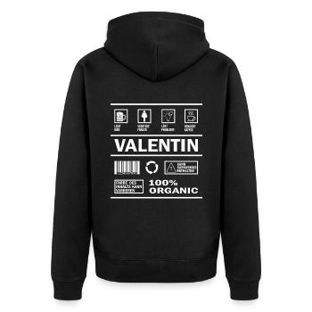 Valentin Valentinstag Name Sarkasmus Humor Lustig - Unisex Premium Bio Zip Hoodie - Schwarz - Hinten - Nico (187cm)