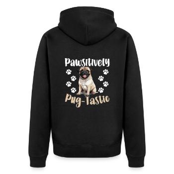 Pug Dog Breed Pet - Pawsitively Pug-tastic - Veste à capuche bio Premium Unisexe - noir - Dos - Nico (187cm)