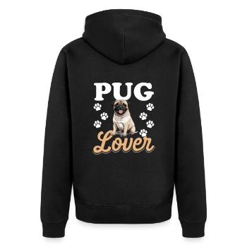 Pug Dog Breed Pet - Pug lover - Unisex Premium Bio Zip Hoodie - Schwarz - Hinten - Nico (187cm)