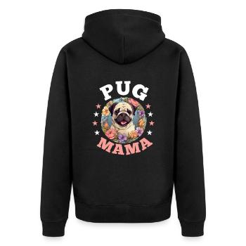 Pug Dog Breed Pet - Pug Mama - Unisex Premium Bio Zip Hoodie - Schwarz - Hinten - Nico (187cm)