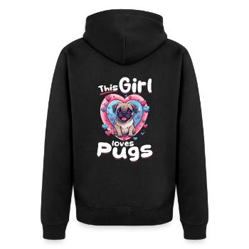 Pug Dog Breed Pet - Cette fille aime les carlins - Veste à capuche bio Premium Unisexe - noir - Dos - Nico (187cm)
