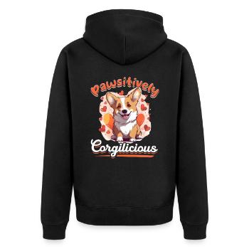 Welsh Corgi Pembroke Dog Breed Pet - Unisex Premium Organic Zip Hoodie - black - Back - Nico (187cm)