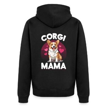 Welsh Corgi Pembroke Dog Breed Pet - Corgi Mama - Unisex Premium Organic Zip Hoodie - black - Back - Nico (187cm)