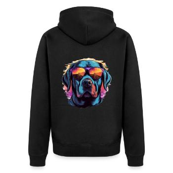 Labrador Retriever Lab Dog Breed Pet with Sunglass - Unisex Premium Bio Zip Hoodie - Schwarz - Hinten - Nico (187cm)