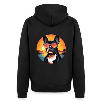 Boston Terrier Bostie Dog Breed Pet avec lunettes de soleil - Veste à capuche bio Premium Unisexe - noir - Dos - Nico (187cm)