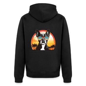 Boston Terrier Bostie Dog Breed Pet avec lunettes de soleil - Veste à capuche bio Premium Unisexe - noir - Dos - Nico (187cm)
