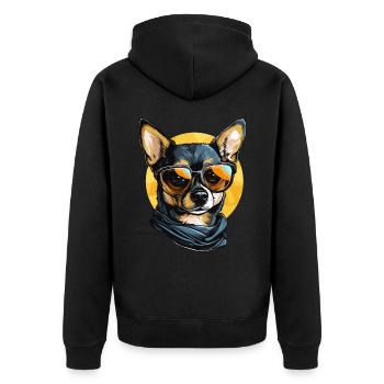 Chihuahua Chiwawa Dog Breed Pet with Sunglasses - Unisex Premium Bio Zip Hoodie - Schwarz - Hinten - Nico (187cm)