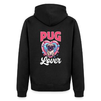 Pug Dog Breed Pet - Pug lover - Unisex Premium Bio Zip Hoodie - Schwarz - Hinten - Nico (187cm)