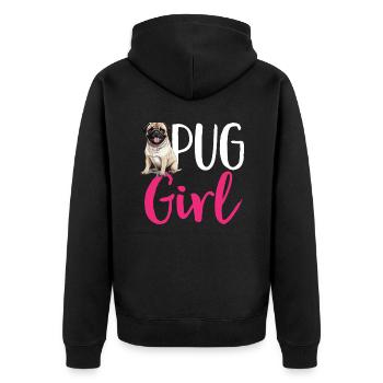 Pug Dog Breed Pet - Pug Girl - Veste à capuche bio Premium Unisexe - noir - Dos - Nico (187cm)