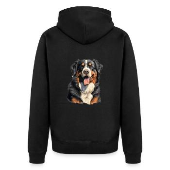 Bernese Mountain Dog - Unisex Premium Bio Zip Hoodie - Schwarz - Hinten - Nico (187cm)