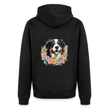 Bernese Mountain Dog - Unisex Premium Bio Zip Hoodie - Schwarz - Hinten - Nico (187cm)