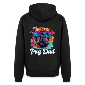 Pug Dog Breed Pet - Pug Dad - Unisex Premium Bio Zip Hoodie - Schwarz - Hinten - Nico (187cm)