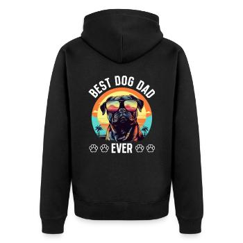 Pug Dog Breed Pet - Meilleur père de chien de tous les temps - Veste à capuche bio Premium Unisexe - noir - Dos - Nico (187cm)