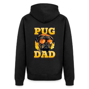 Pug Dog Breed Pet - Pug Dad - Unisex Premium Organic Zip Hoodie - black - Back - Nico (187cm)