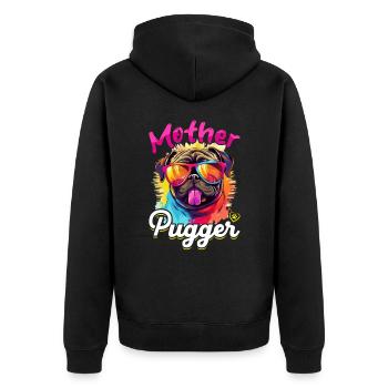 Pug Dog Breed Pet - Mother Pugger - Veste à capuche bio Premium Unisexe - noir - Dos - Nico (187cm)