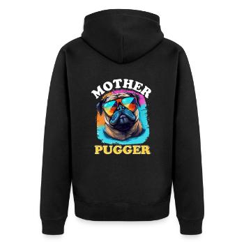 Pug Dog Breed Pet - Mother Pugger - Veste à capuche bio Premium Unisexe - noir - Dos - Nico (187cm)