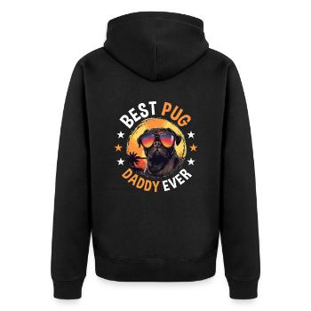 Pug Dog Breed Pet - Meilleur carlin papa de tous les temps - Veste à capuche bio Premium Unisexe - noir - Dos - Nico (187cm)