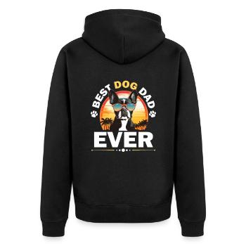 Boston Terrier Bostie Dog Breed Pet - Veste à capuche bio Premium Unisexe - noir - Dos - Nico (187cm)