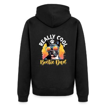 Boston Terrier Bostie Dog Breed Pet - Unisex Premium Organic Zip Hoodie - black - Back - Nico (187cm)