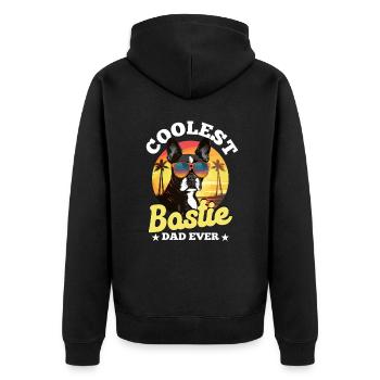 Boston Terrier Bostie Dog Breed Pet - Unisex Premium Organic Zip Hoodie - black - Back - Nico (187cm)