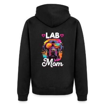 Labrador Retriever Dog Breed Pet - Lab mom - Unisex Premium Organic Zip Hoodie - black - Back - Nico (187cm)
