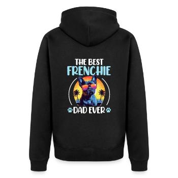 French Bulldog Frenchie Dog Pet The Best Frenchie - Unisex Premium Organic Zip Hoodie - black - Back - Nico (187cm)